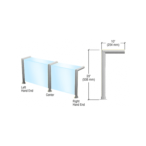 CRL SG925BS Brushed Stainless Elegant Series Glass on Front and Top Shelf Sneeze Guard - Right Hand End Post Only