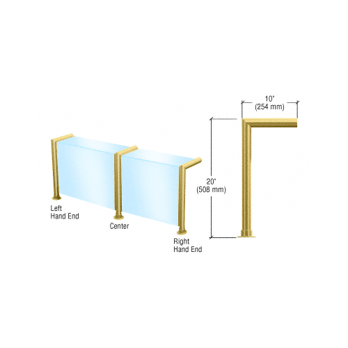 CRL SG925BS Brushed Stainless Elegant Series Glass on Front and Top Shelf Sneeze Guard - Right Hand End Post Only