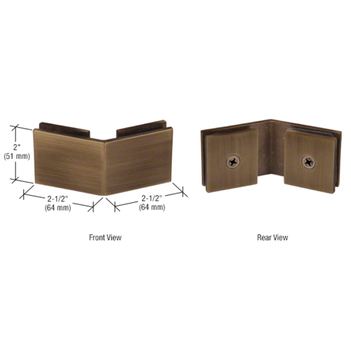 CRL SGC135BBRZ Brushed Bronze Square 135 Degree Glass-to-Glass Clamp