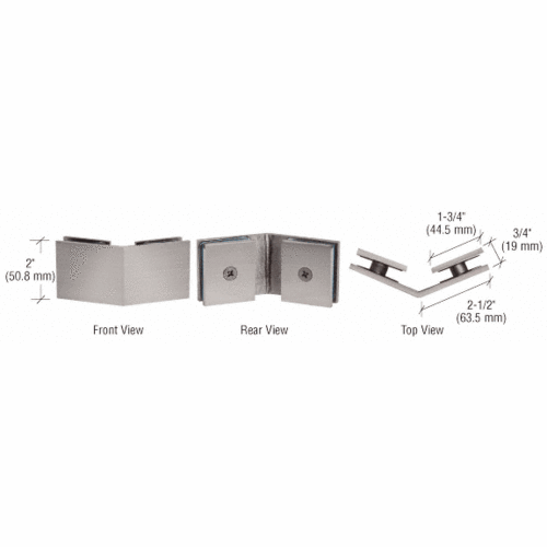 CRL SGC135BBRZ Brushed Bronze Square 135 Degree Glass-to-Glass Clamp