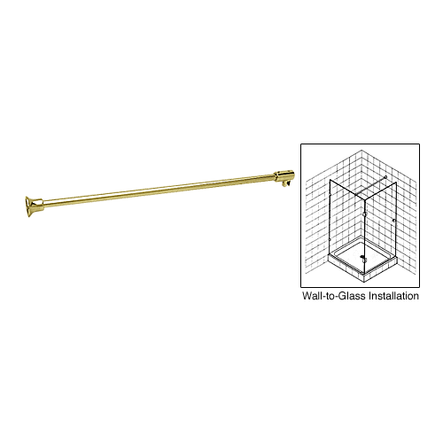 CRL SUP10SB Satin Brass Frameless Shower Door Fixed Panel Wall-To-Glass Support Bar for 3/8" to 1/2" Thick Glass