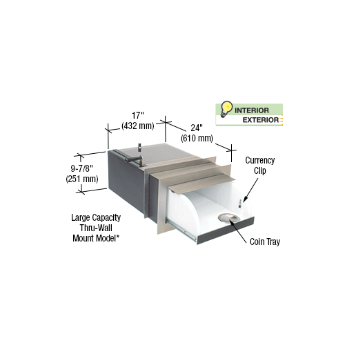 CRL TD1724TWC3 Large Capacity Counter Mounted Thru-Wall Transaction Drawer