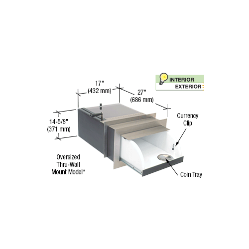 CRL TD1724TWC3 Large Capacity Counter Mounted Thru-Wall Transaction Drawer