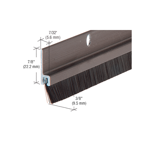 CRL WS377DV72 72" Extruded Dark Bronze Anodized and Nylon Brush Door 5/8" Bristle Weatherstrip