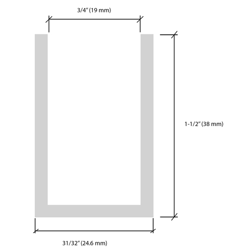 CRL WU1BLCL Black Powder Coat Wet Glaze 1-1/2" Deep U-Channel Custom Length