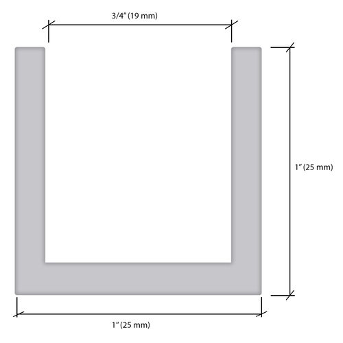 CRL WU1BLCL Black Powder Coat Wet Glaze 1-1/2" Deep U-Channel Custom Length