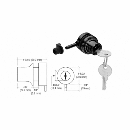 CRL 0910BC Black Chrome Random Keyed Through Glass Plunger Lock