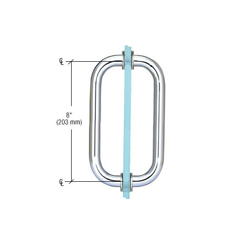 CRL SPH8CH Polished Chrome 8" Back-to-Back Solid Brass 3/4" Diameter Pull Handles with Metal Washers