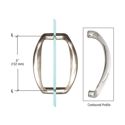 CRL SSDP6PN Polished Nickel 6" Back-to-Back Sculptured Solid Pull Handle