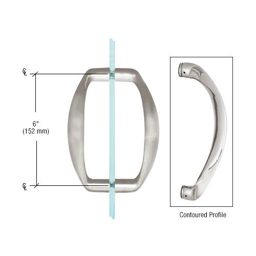CRL SSDP6PN Polished Nickel 6" Back-to-Back Sculptured Solid Pull Handle