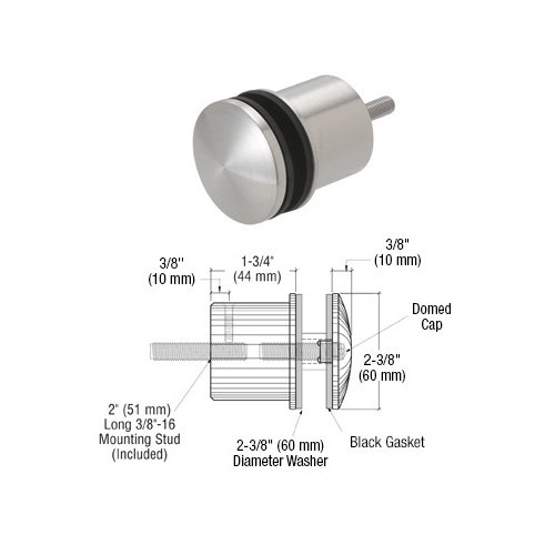 CRL RS0B2135BS 316 Brushed Stainless 2-3/8" x 1-3/4" Point Supported Standoff Base and Domed Cap