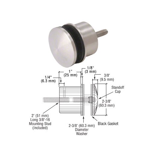 CRL RS0B2135BS 316 Brushed Stainless 2-3/8" x 1-3/4" Point Supported Standoff Base and Domed Cap