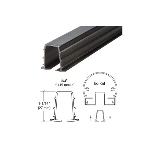 Brixwell 38TV-CCP48 Black Top Rail Glazing Vinyl for 3/8" Monolithic and 7/16" Thick Laminated Glass -  48" Stock Length