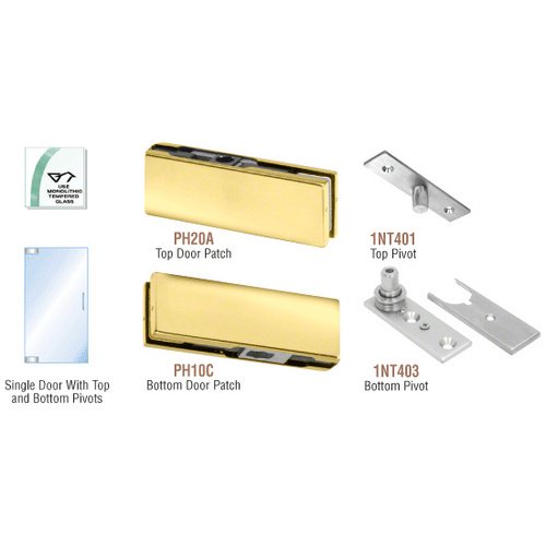 CRL PHA1BS Brushed Stainless North American Patch Door Kit - Without Lock