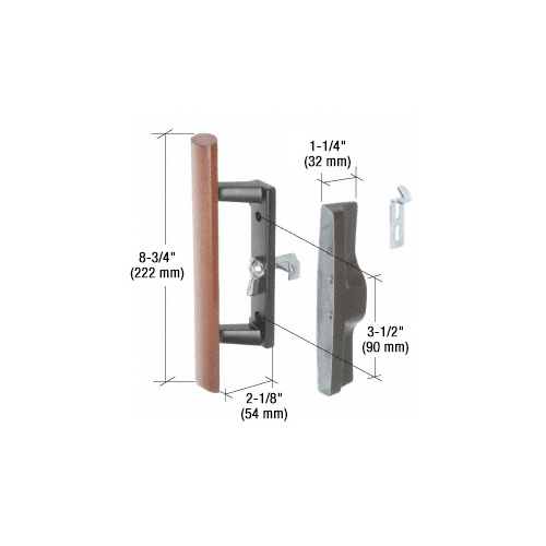 CRL C1095 Wood/Black Internal Lock Handle Set 3-1/2" Screw Holes