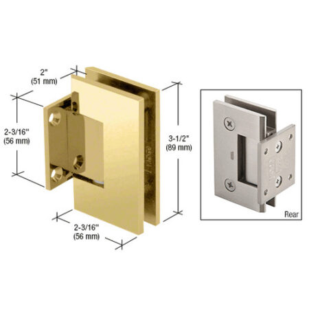 CRL GEN574BR Brass Geneva Series 5 Degree Pre-Set Wall Mount Short Back Plate Hinge