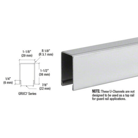 CRL GRUC7PS10 Polished Stainless U-Channel Cap for 3/4" Glass