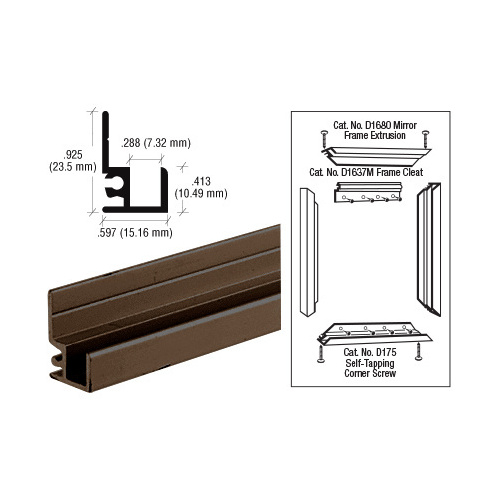 Brixwell D1680DU-CCP36 Duranodic Bronze "Make It Yourself" Mirror Frame Extrusion  36" Stock Length