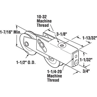 CRL D1739 1-1/4" Tandem Nylon Sliding Glass Door Roller with 3/4" Wide Housing