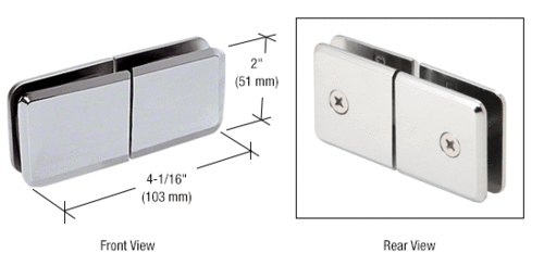 CRL BGC188CH Polished Chrome Square Beveled 180 degree Glass-to-Glass Movable Transom Clamp