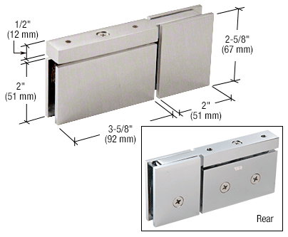 CRL CAR07BN Brushed Nickel Cardiff Top or Bottom Mount Pivot with Attached U-Clamp Hinge