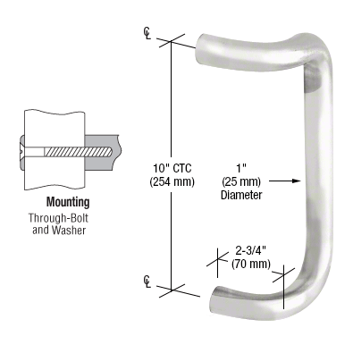 CRL CD10PS Polished Stainless 10" Single Offset Door Pull