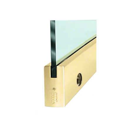 CRL DR4SPB12SL Polished Brass 1/2" Glass 4" Square Door Rail With Lock - 35-3/4" Length