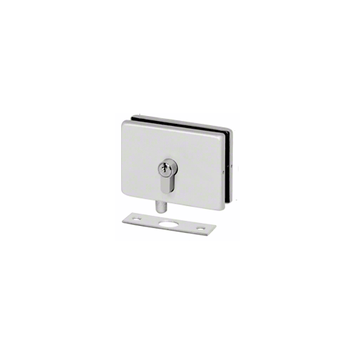 CRL EUR680A Satin Anodized EUR Series Glass Mounted Patch Lock With Keeper Plate