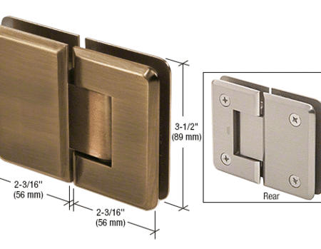 CRL P1N580ABR Antique Brass Pinnacle 580 Series 5 Degree Glass-To-Glass Hinge