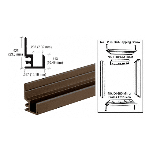 Brixwell D1680DU-CCP36 Duranodic Bronze "Make It Yourself" Mirror Frame Extrusion  36" Stock Length