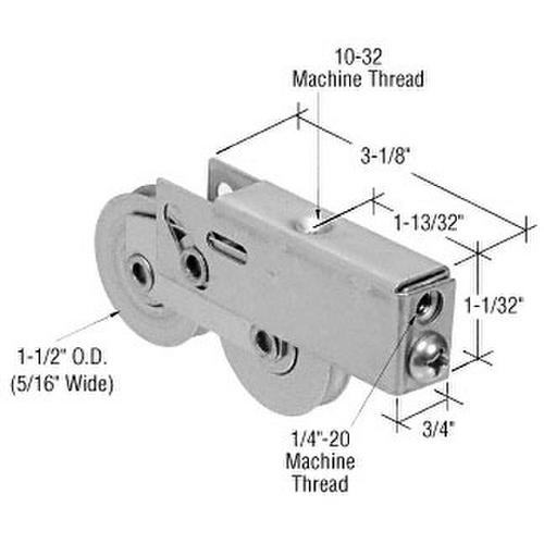 CRL D1739 1-1/4" Tandem Nylon Sliding Glass Door Roller with 3/4" Wide Housing
