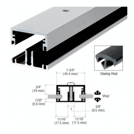 CRL DB27511 Clear Anodized Shallow Division Bar with Vinyl - 288" Stock Length