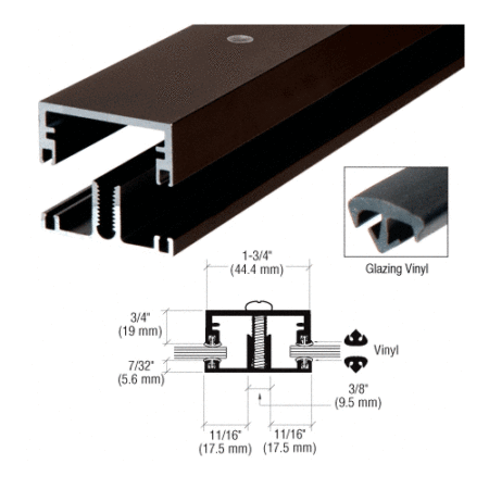 CRL DB27522 Dark Bronze Anodized Shallow Division Bar with Vinyl 288" Stock Length