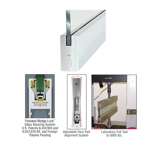 CRL DR4SBL12S Black Powder Coated 1/2" Glass 4" Square Door Rail Without Lock - 35-3/4" Length