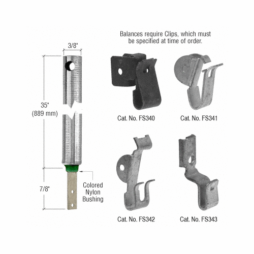 CRL FR3942 3/8" 3940 Non-Tilt Spiral Balance With FS342 Clip Attached