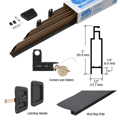 CRL KDEX2048BRZ Bronze 48" x 81" Heavy-Duty Extruded K.D. Sliding Screen Door Kit - 2" Frame