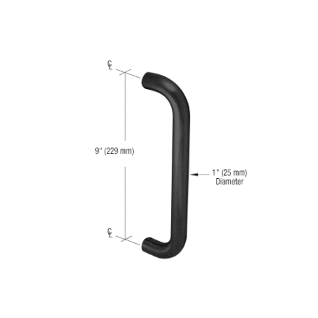 CRL PR0223309 Matte Black 9" Astral II Straight Pull Handle