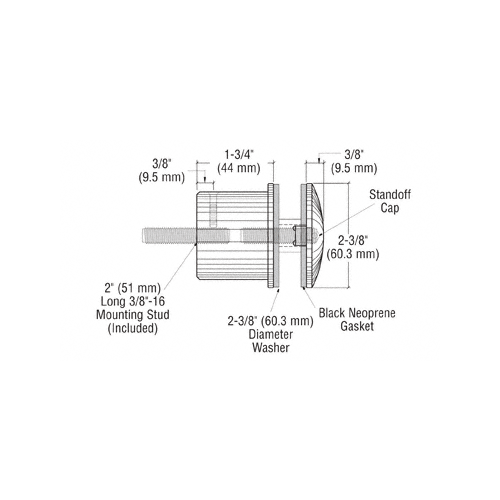 CRL RS0B2135BS 316 Brushed Stainless 2-3/8" x 1-3/4" Point Supported Standoff Base and Domed Cap