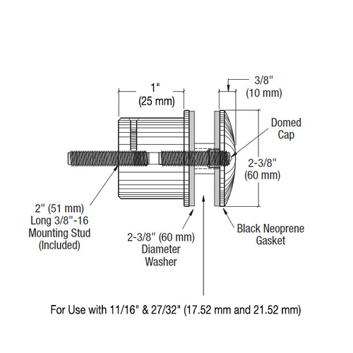 CRL RS0B2135BS 316 Brushed Stainless 2-3/8" x 1-3/4" Point Supported Standoff Base and Domed Cap