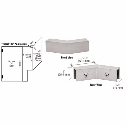 CRL S0GC135BSC Brushed Satin Chrome 135 Degree "Sleeve Over" Glass Clamp