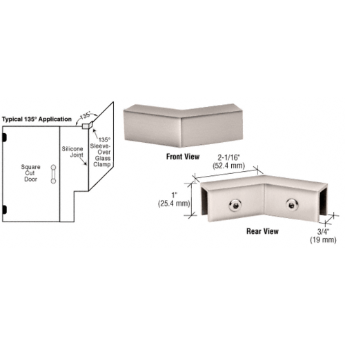 CRL S0GC135BSC Brushed Satin Chrome 135 Degree "Sleeve Over" Glass Clamp