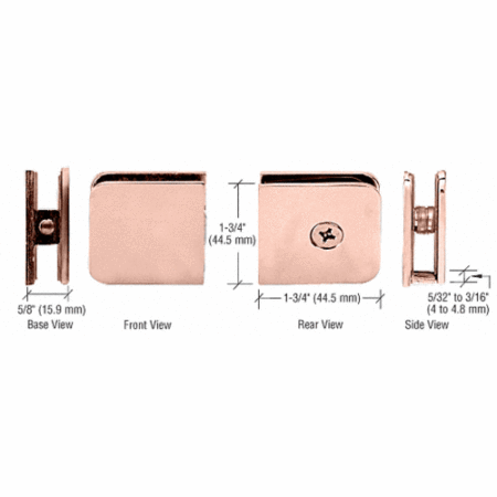 CRL UC77PC0 Polished Copper Traditional Style Fixed Panel U-Clamp